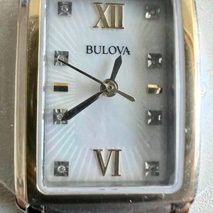 Pristine Bulova Diamond-Accented Stainless Steel Wristwatch - NOS